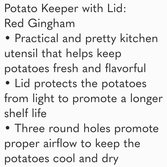 New Arrival 2023 Pioneer Woman Sweet Romance Red Gingham Potatoe Keeper - Picture 5 of 6